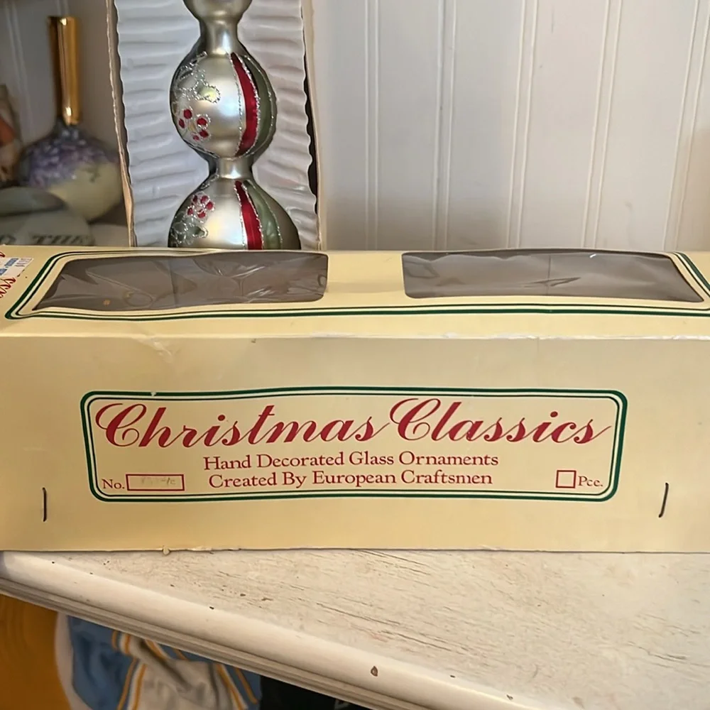 Vintage Mercury Glass hand decorated Christmas Tree topper 13”